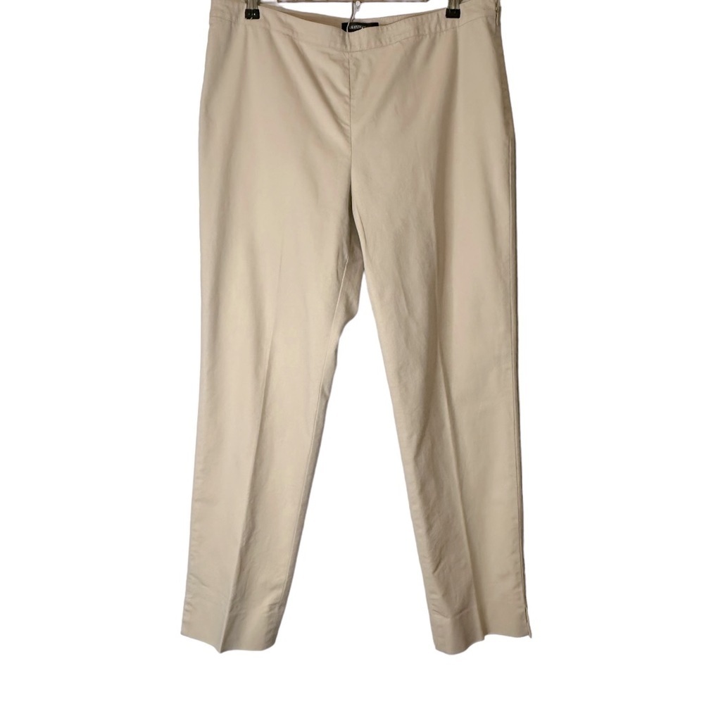 Lafayette 148 Bleecker Beige Stretch Ankle Pants Size 14 Khaki Career Minimalist
